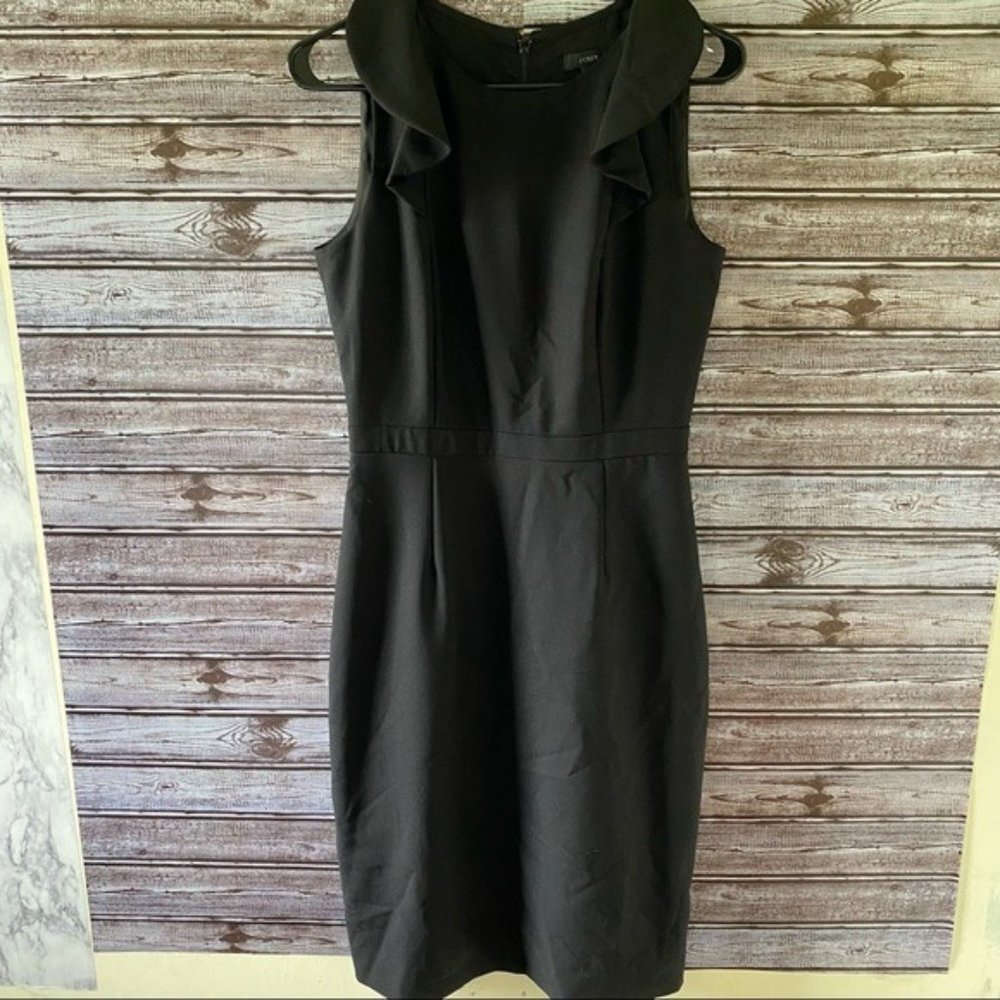 J Crew Women's Sleeveless Sheath Dress Size 4 Tall‎ Black 100% Wool Back Zipper